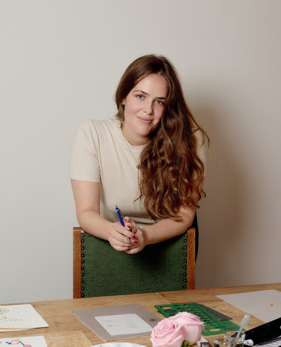 The piece evolved from Sky Rider, an earlier ring inspired by the form of a horse’s snaffle bit, reworked here into a transformable emerald and diamond necklace