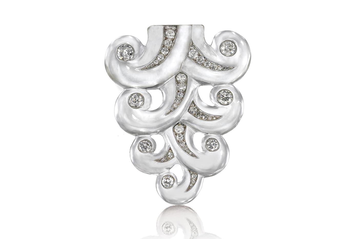 Suzanne Belperron brooch with diamonds and rock crystal