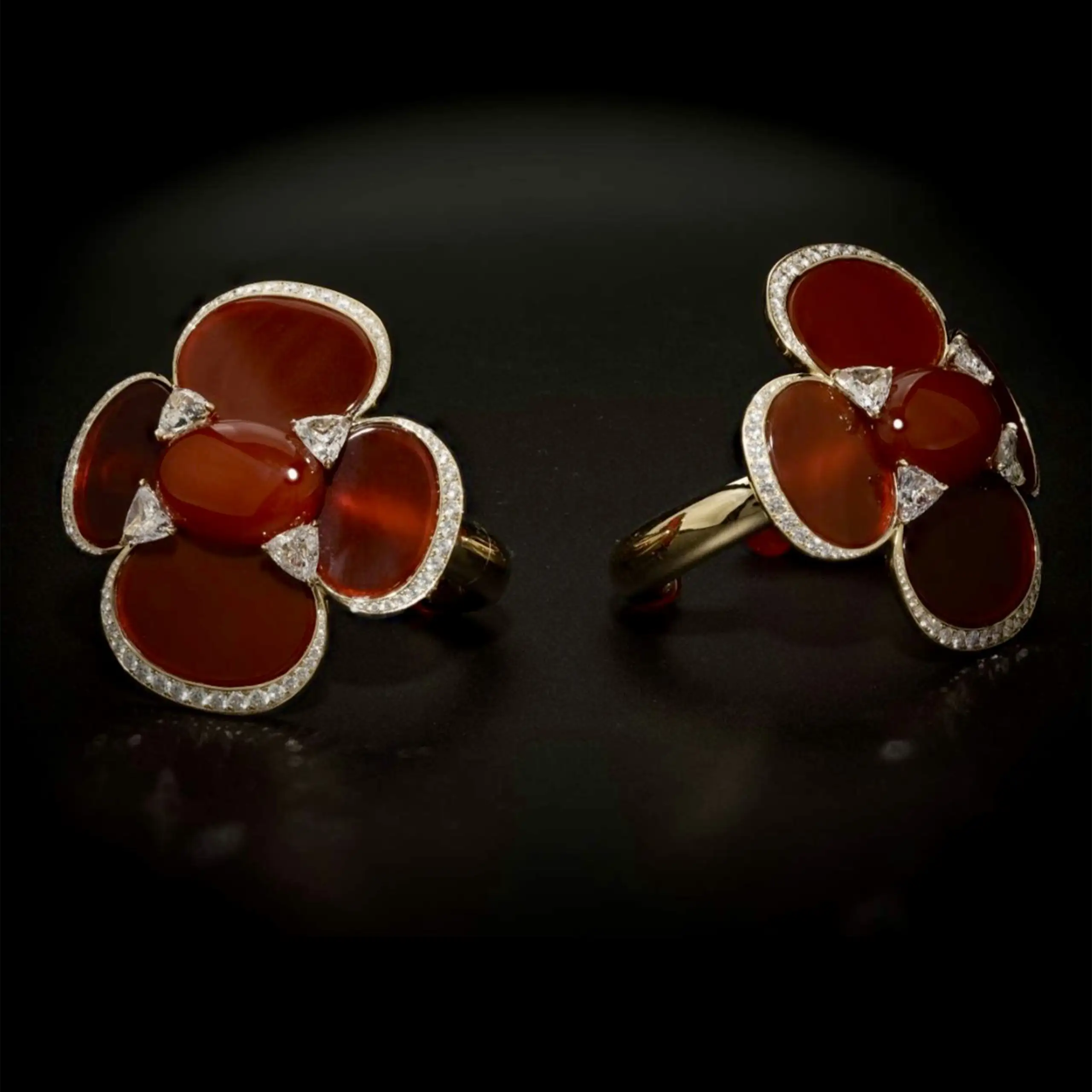 Twin carnelian, red agate and diamond cuffs by Glenn Spiro