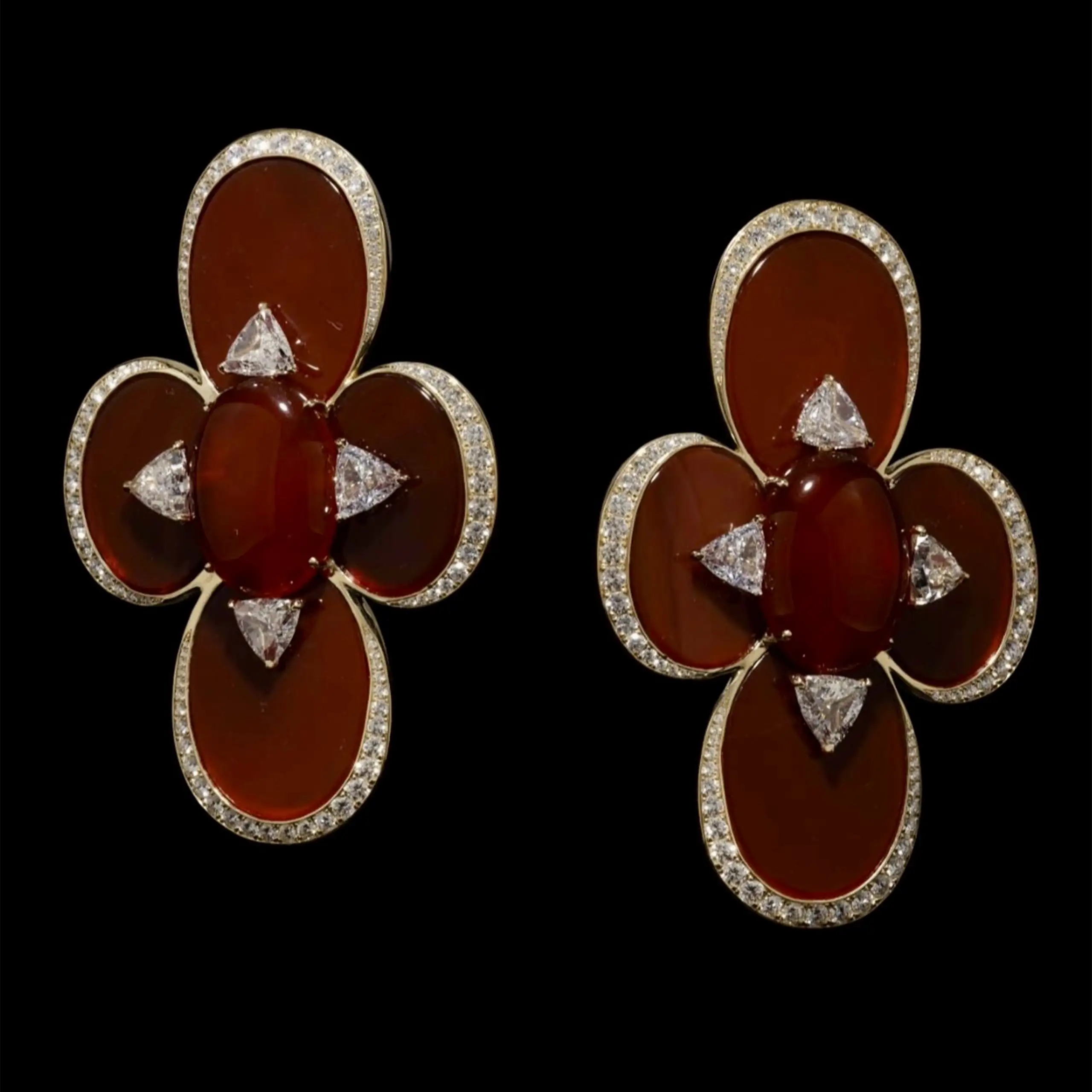 Glenn Spiro carnelian, red agate and diamond earrings