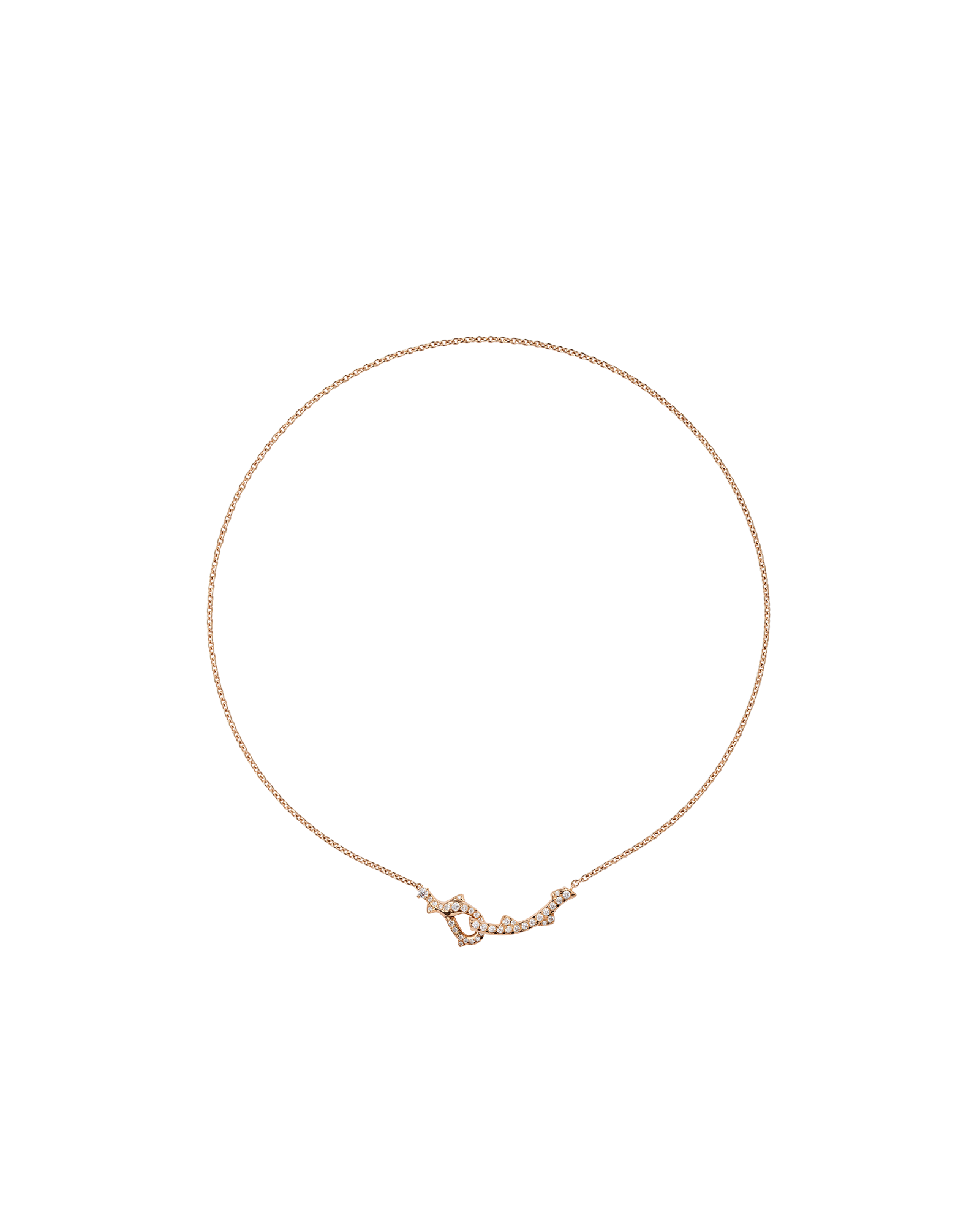 Bois de Rose necklace in rose gold and diamonds, tracing the thorny stem of a rose